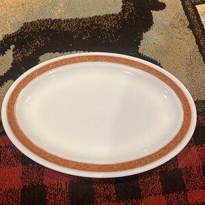 Rare pattern Pyrex bronze platter
